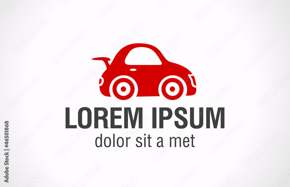 Logo Car. Red toy automobile icon. Vector.