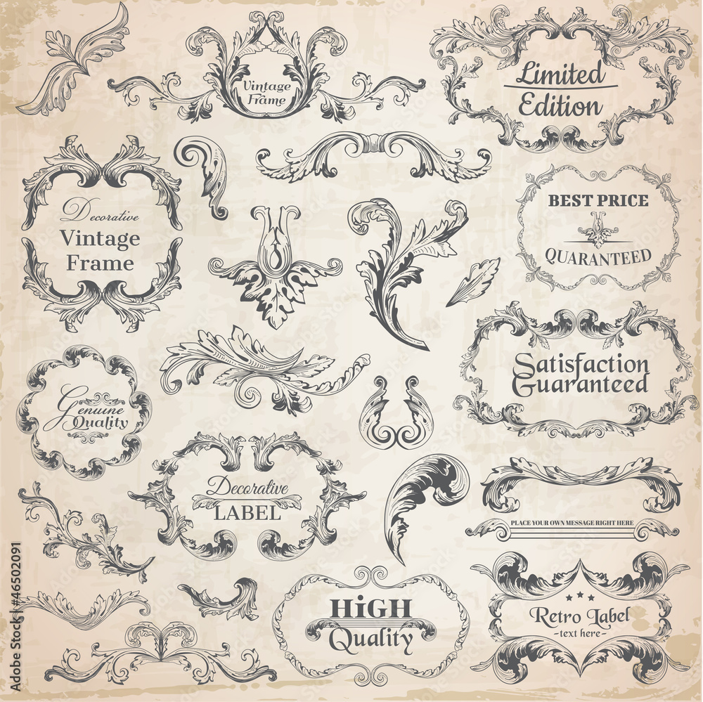 Fototapeta premium Vector Set: Calligraphic Design Elements and Page Decoration