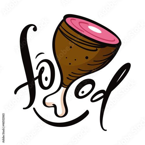 Food decorative inscription with meat beef ham