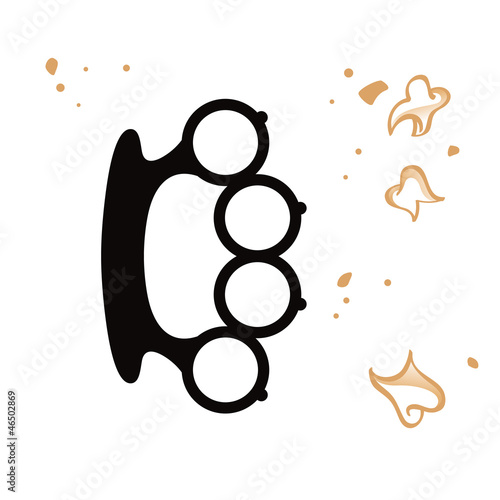 Brass Knuckle weapon and knocked out teeth