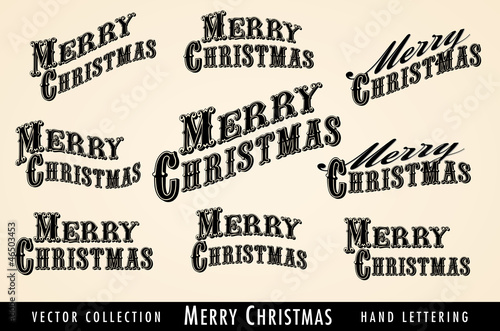 Selection of Vintage, Merry Christmas hand drawn typefaces