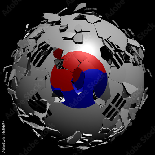 South Korea flag sphere breaking apart illustration photo