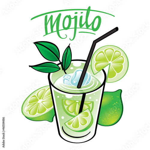 Mojito soft cold fresh alcohol drink with ice and mint