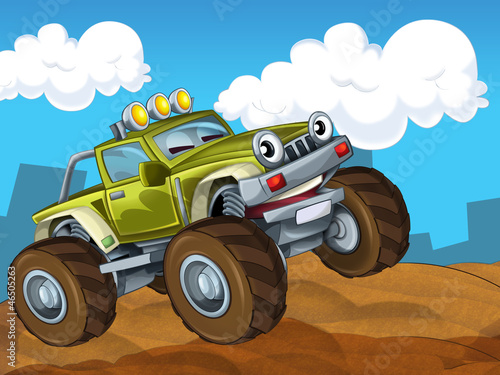 The off road cartoon car - illustration for the children