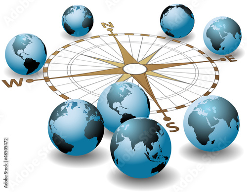 Compass points earth global directions