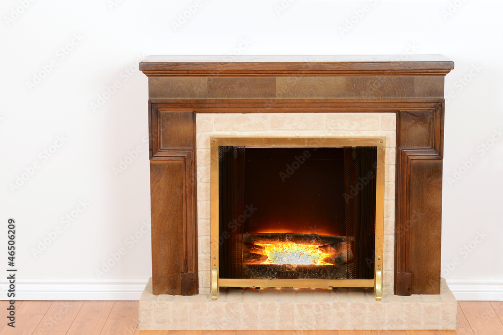 fireplace with fake fire