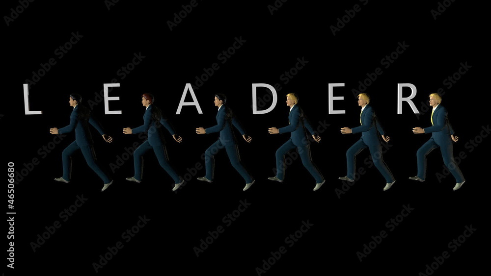 Business Team and LEADER Text against black, Loop Business Team and LEADER Text against black, Loop