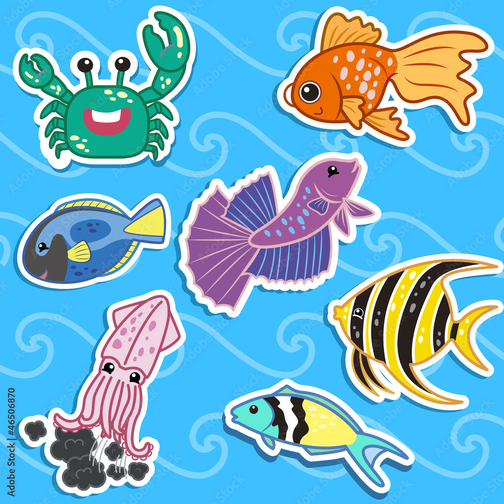 cute sea animal stickers04 cute sea animal stickers04