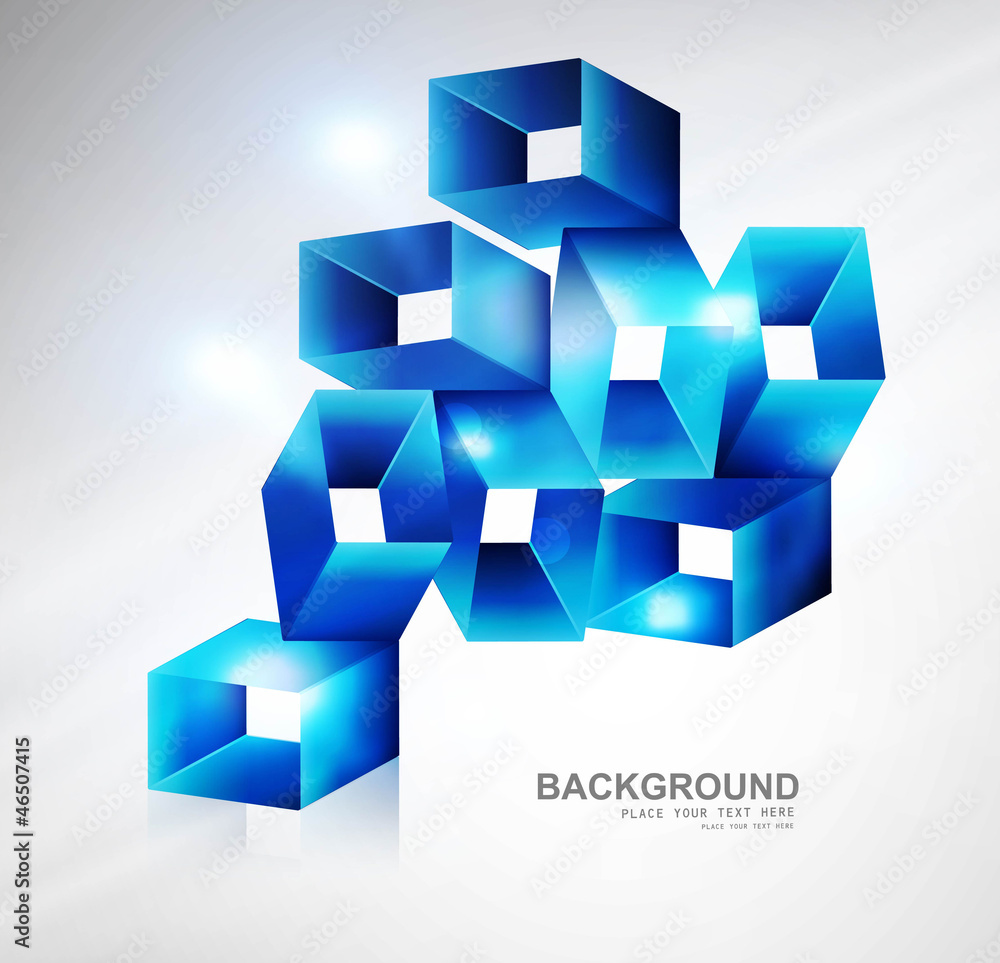 3d abstract blue shiny boxes reflection Vector 3d abstract blue shiny boxes reflection Vector