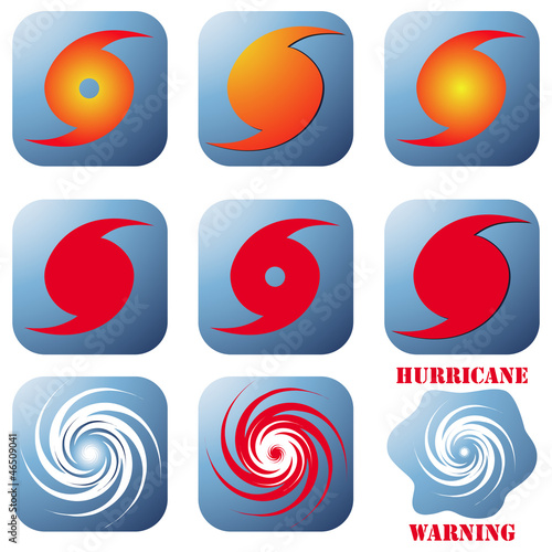 Hurricane icons set on white