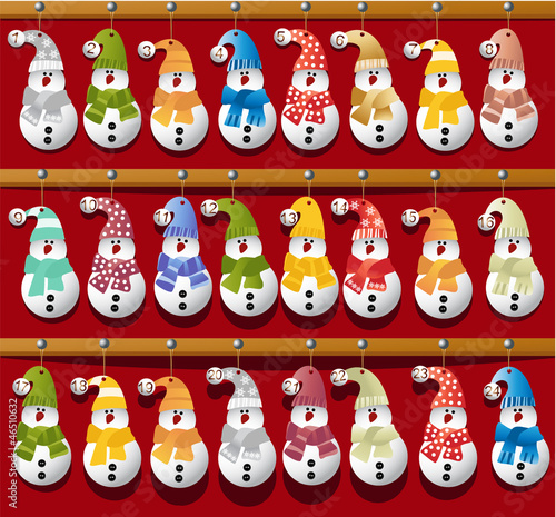 Christmas calendar with handcraft snowmen
