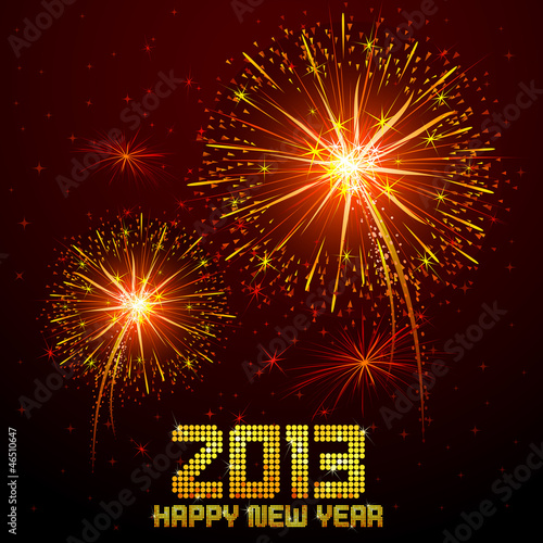 vector illustration of new year greeting for 2013 with firework