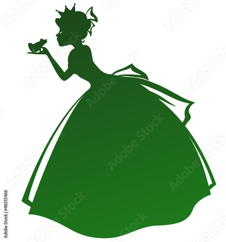 silhouette of a princess kissing a frog