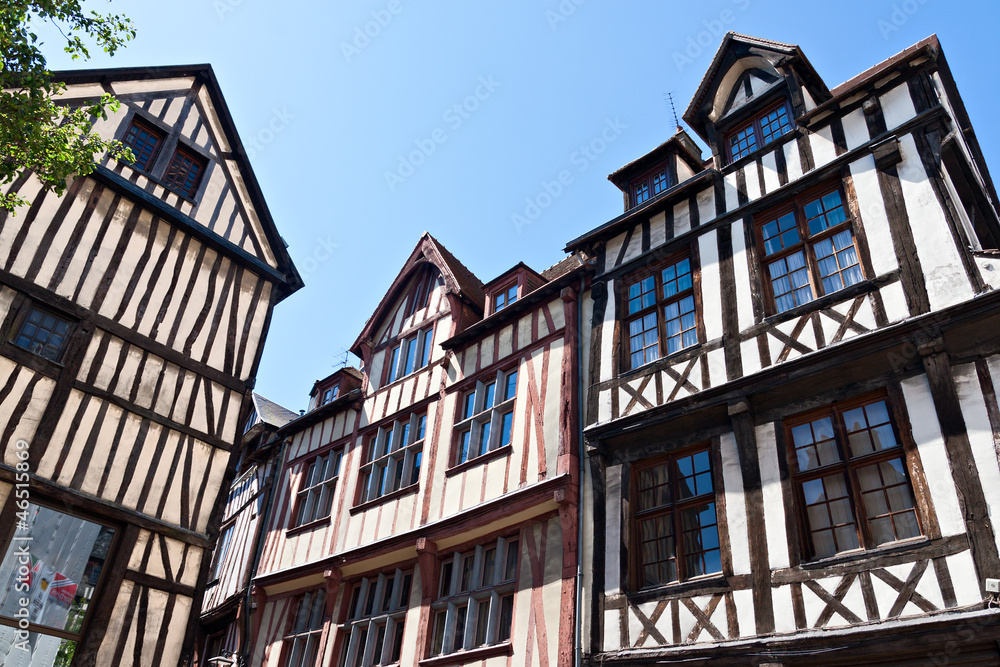 Half-Timbered Houses at Rouen, Normandy, France