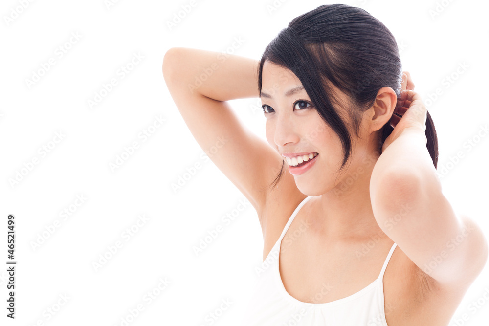 beauty image of attractive asian woman on white background beauty image of attractive asian woman on white background