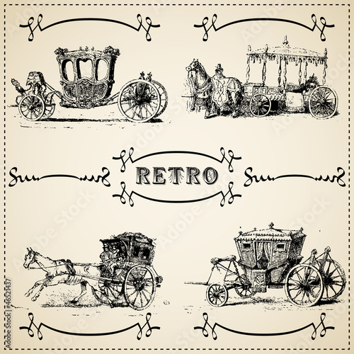 Modern and vintage cars silhouettes collection
