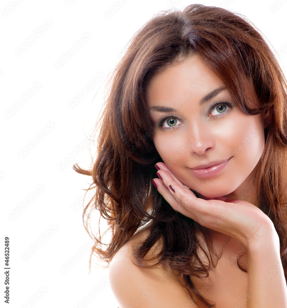 Girl Isolated on a White Background. Perfect Skin. Beauty Face Girl Isolated on a White Background. Perfect Skin. Beauty Face