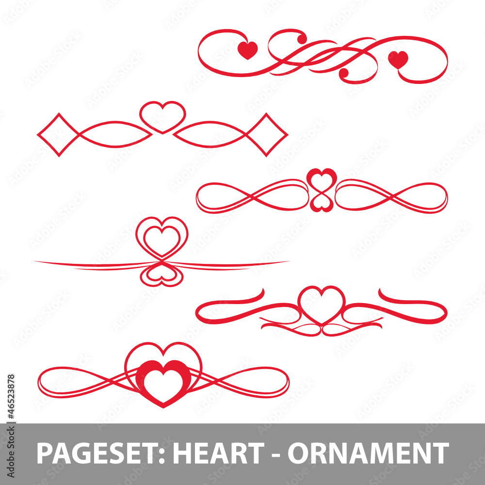 PAGE Set heart ornamente - obrazy, fototapety, plakaty 
