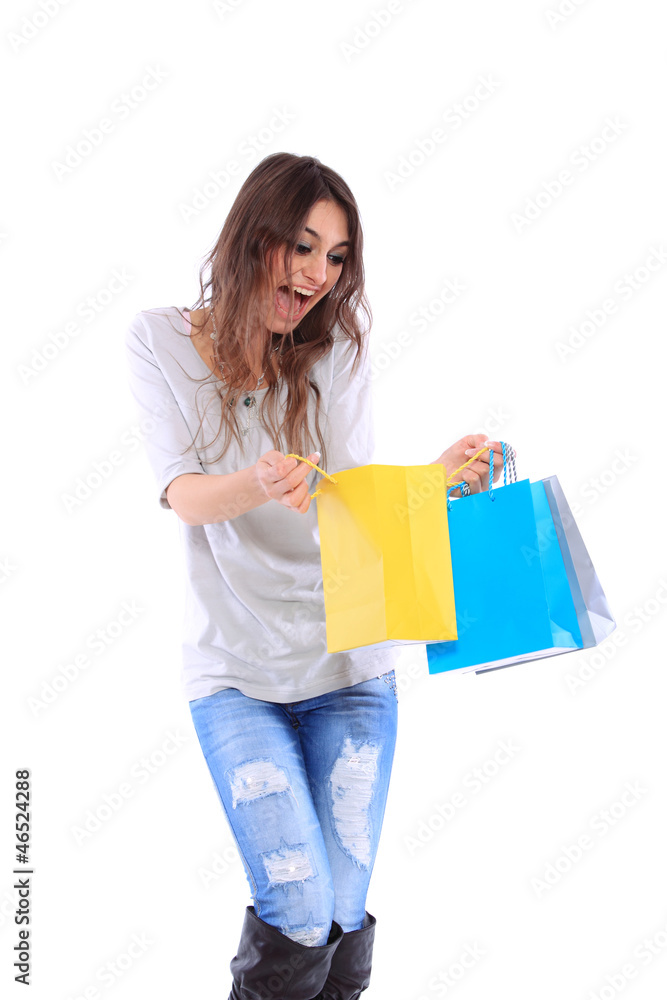 Shopping girl isolated