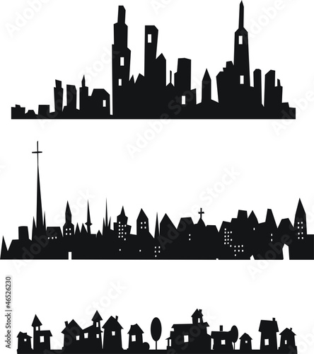 Set of vector cities silhouette