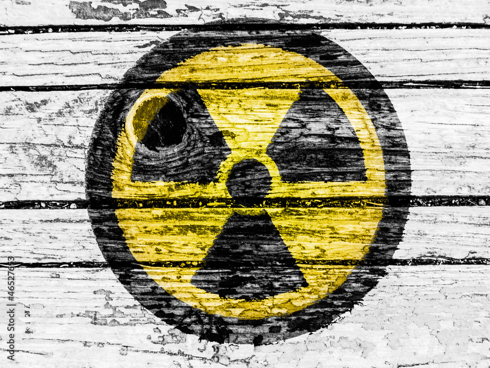 Fototapeta premium Nuclear radiation symbol painted on