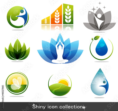 Beautiful nature and health icon collection