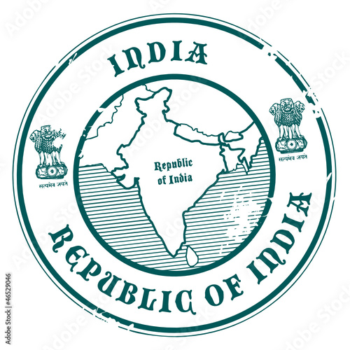 Grunge rubber stamp with the name and map of India, vector