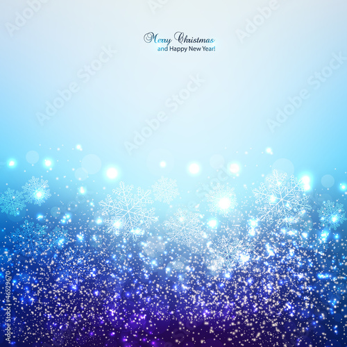 Elegant Christmas background with snowflakes and place for text.