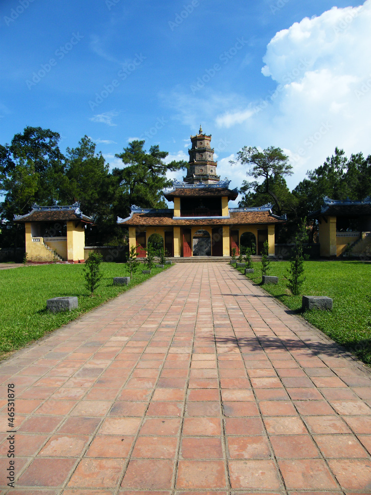 Temple at Perfume river in Hue, Vietnam Temple at Perfume river in Hue, Vietnam