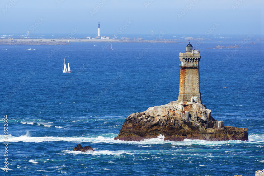 Lighthouse on Cape Sizun, Pointe du Raz. Brittany, France