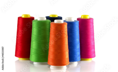 orange red blue green and pink bobbin