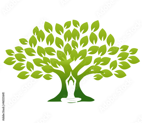 Woman in Yoga pose in front of tree