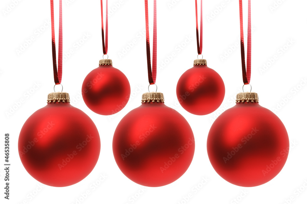 red Christmas balls isolated on white red Christmas balls isolated on white