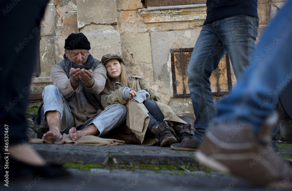 Homeless abandoned family