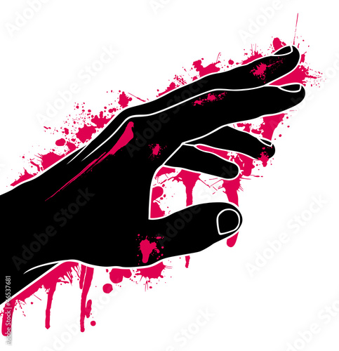 Hand in blood, abstraction, vector illustration