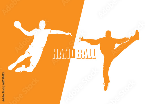Handball players - vector illustration