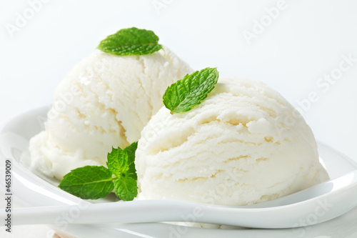 Two scoops of white ice cream