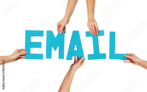 Female hands holding letters EMAIL
