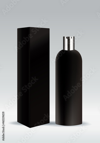 Black cosmetic bottle