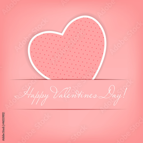 Happy Valentines Day card with heart. Vector illustration