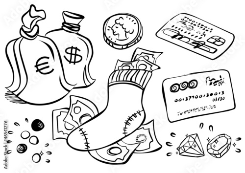 pieniądze karty kamienie szlachetne ilustracja finansowa