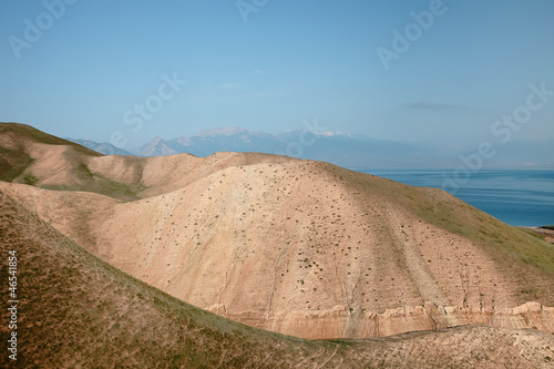 Toktogul  highland mountain lake in Kyrgyzstan