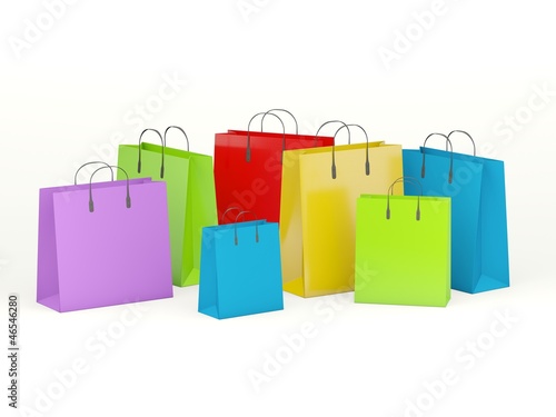 Group of shopping bags isolated on white