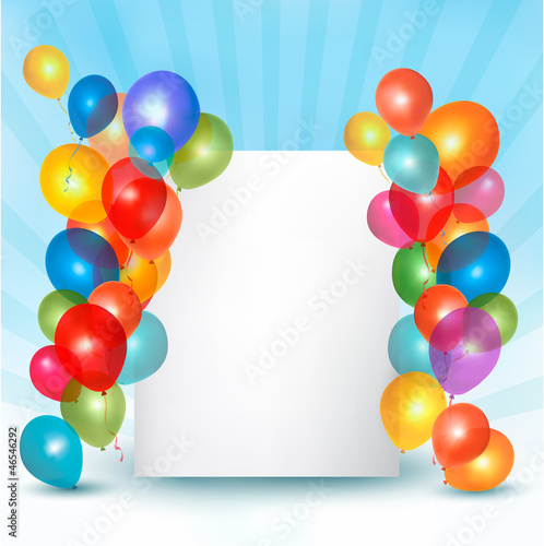 Holiday balloons frame composition. Vector