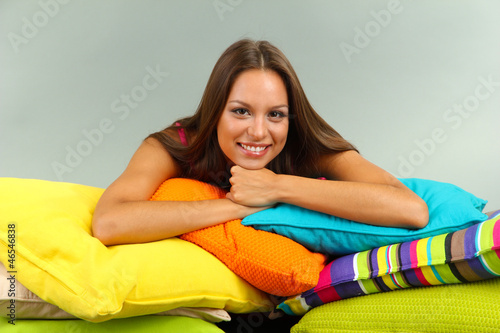 beautiful young girl with p...