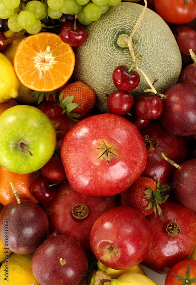 Top view group of fresh fruits background Top view group of fresh fruits background