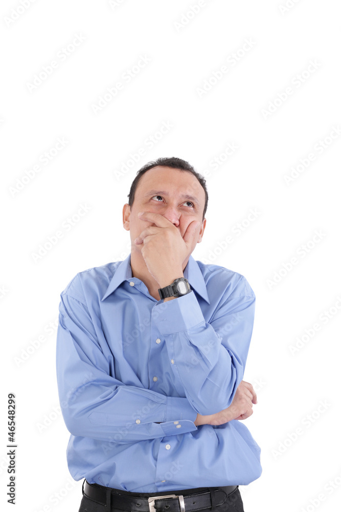 young man thinking, isolated on white young man thinking, isolated on white
