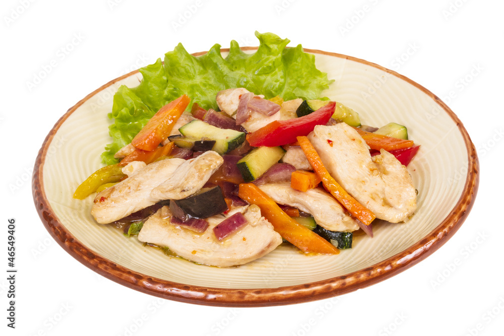 Grilled vegetables and chicken fillet Grilled vegetables and chicken fillet