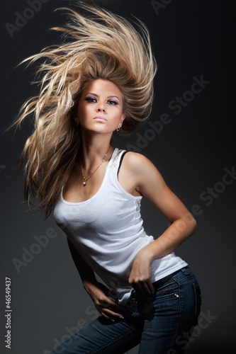 Beautiful girl with great fly-away hair