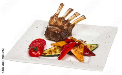 Gourmet Main Entree Course Grilled Lamb steak photo